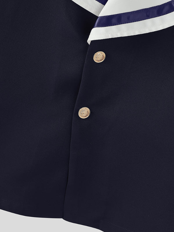 Men's Colorblock Sailor Collar Long Sleeve Jacket SKUL27430