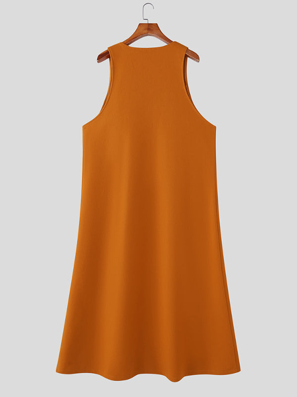 Mens Solid Color Long Hem Casual  Waistcoat SKUL24605