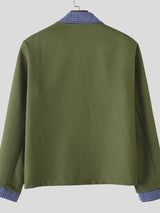 Men's Faux Two-Piece Striped Long Sleeve Jacket SKUL34037