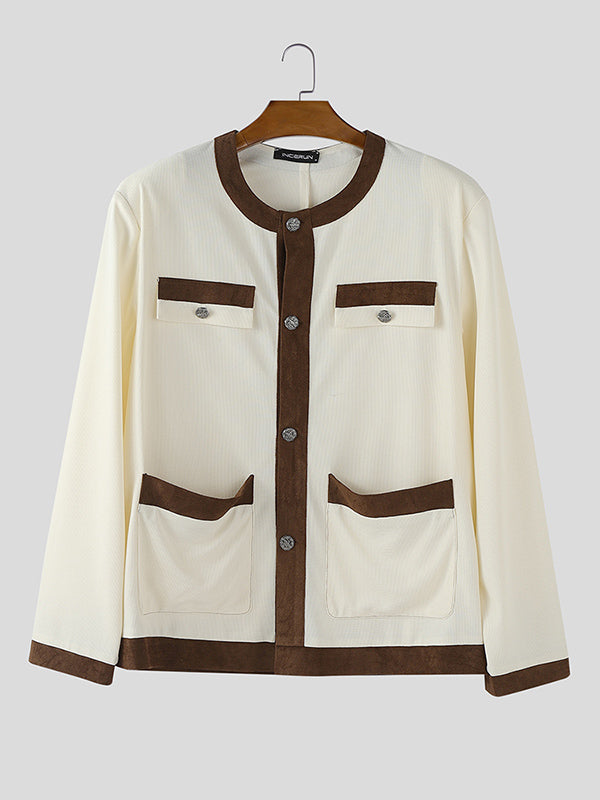 Men's Contrast Edge Casual Long Sleeve Jacket SKUL26067