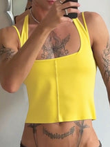 Men's Solid Color Casual Cropped Tank SKUL22292