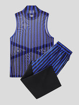 Men's Striped Colorblock Sheer Mesh Two Pieces Outfit SKUL23516