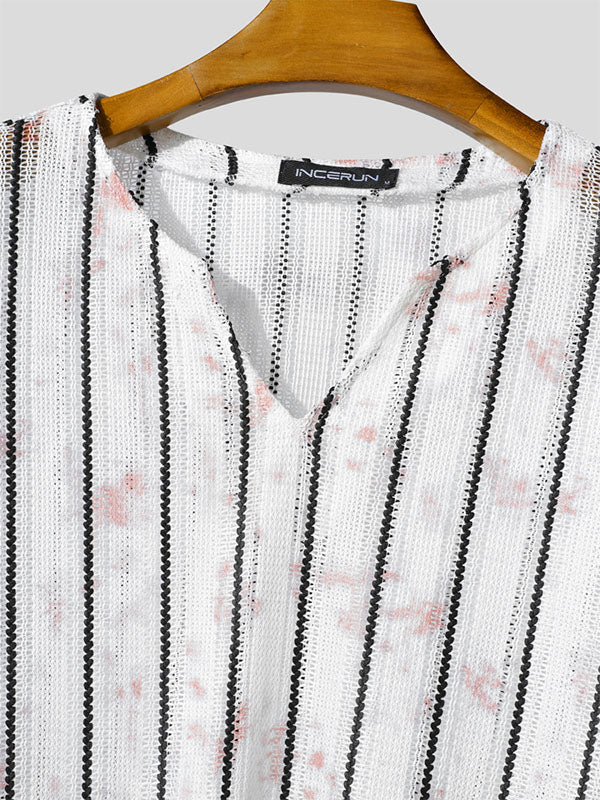 Mens Sheer Mesh Gradient Long Sleeve T-Shirt SKUL19768