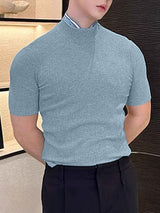 Men's Solid Color Textured Short Sleeve T-Shirt SKUL31926