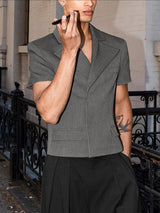 Men's Solid Color Short Sleeve Casual Blazer SKUL42247