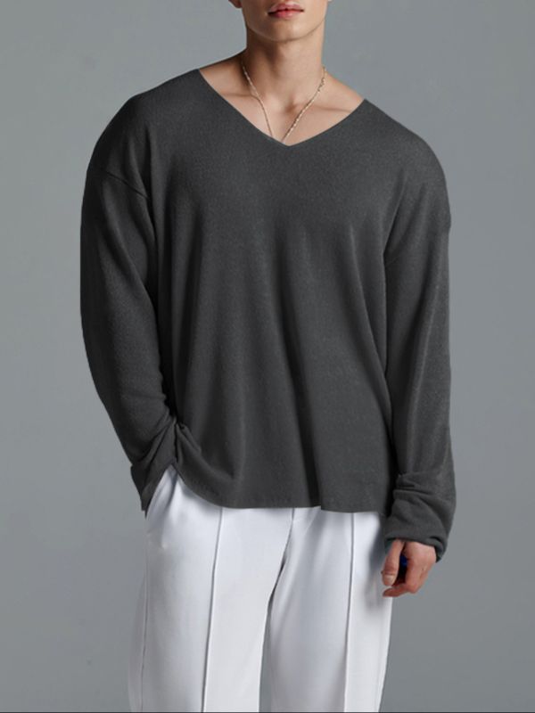 Men's Loose Lightweight Versatile Long Sleeve T-Shirt SKUL33030
