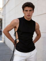 Men's Solid Color Deconstructed Side Hollow Tank SKUL57676