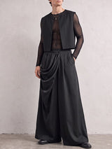 Men's Avant-Garde Stage Performance Asymmetrical Draped Pleat High Waist Floor Length Two Pieces Outfit SKUL77981