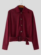 Men's Solid Color Textured Long Sleeve Jacket SKUL28412