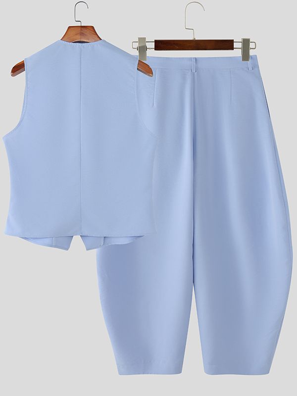 Men's Large Pocket Patchwork Two Pieces Outfit SKUL38993