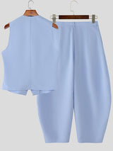 Men's Large Pocket Patchwork Two Pieces Outfit SKUL38993