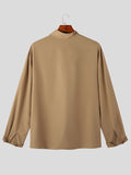 Mens Oblique Button Design Irregular Solid Shirt SKUK08357