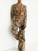 Men's Graffiti Print Cropped Two Pieces Outfit SKUL40124