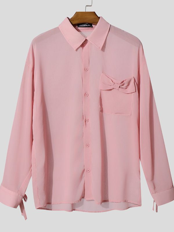 Men's Chiffon Sheer Long Sleeve Shirt SKUL41216