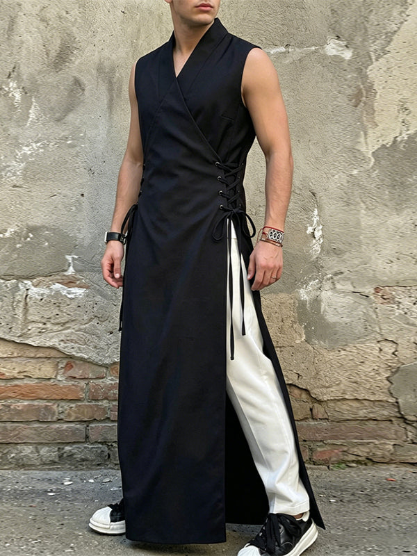 Men's Avant-Garde Sleeveless Long Wrap Tank SKUL68350
