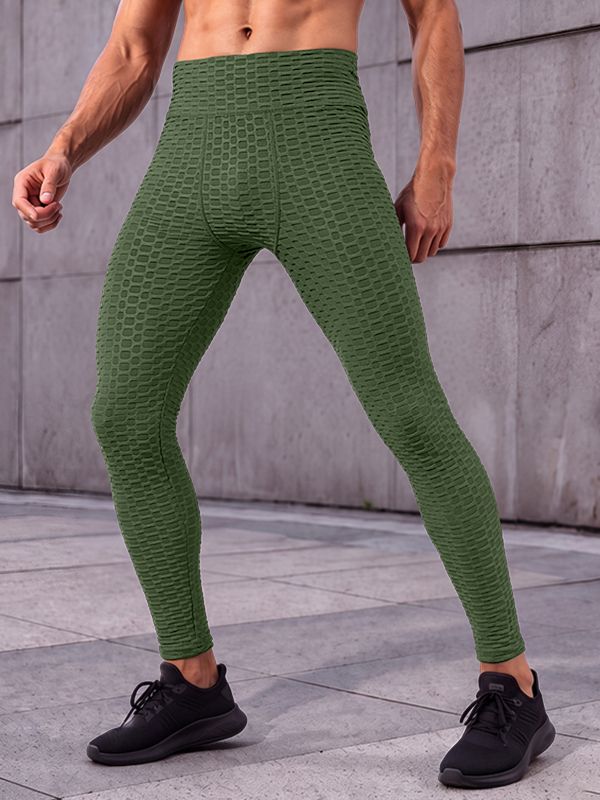 Men's Athletic Performance Gym Workout Honeycomb Textured High-Waist Pant SKUL83955