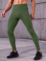 Men's Athletic Performance Gym Workout Honeycomb Textured High-Waist Pant SKUL83955