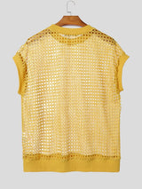 Men's Casual Hollow Out Mesh Knit Sleeveless T-shirt SKUL63641