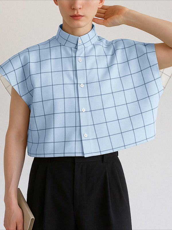 Men's Plaid Casual Sleeveless Shirt SKUL21028