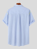 Mens Plaid Contrast Button Short Sleeve Shirt SKUK15848