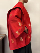 Men's Deconstructed Rose Print Half Sleeve Cardigan SKUL36314