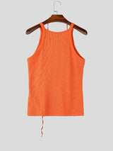 Men's Avant Garde Festival Lace Up Ribbed Scoop Neck Slim Fit Tank SKUL71421