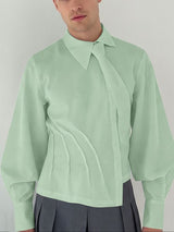 Men's Deconstructed Asymmetric Placket Design Long Sleeve Shirt SKUL43599