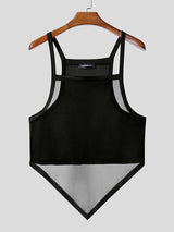 Mens Sheer Mesh Textured Square Neck Tank SKUL11725