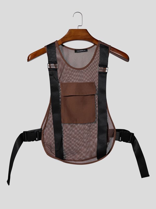 Men's Avant-Garde Mesh Utility Chest Rig Tank SKUL63033