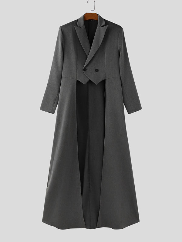 Men's Solid Color Long Hem Casual Long Sleeve Blazer SKUL31841