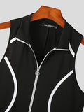 Mens Contrast Striped Zip Front Sleeveless Bodysuit SKUK09495