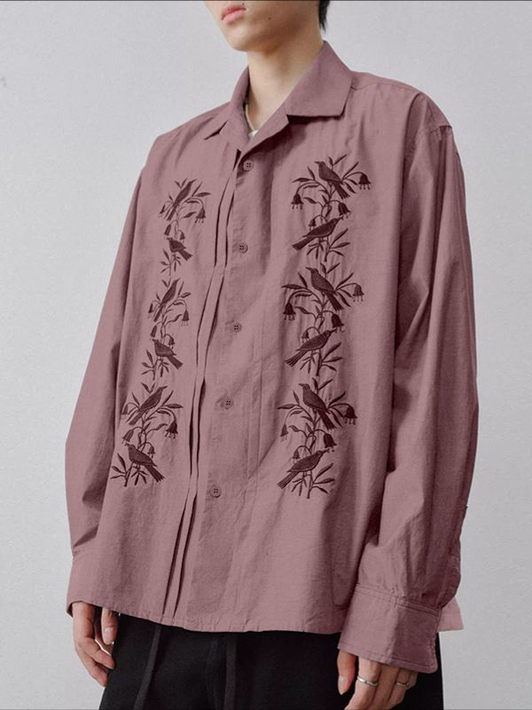 Men's Casual Embroidery Long Sleeve Shirt SKUL41023