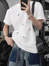 Men's Cartoon Puppy Embroidered Short Sleeve T-Shirt SKUL38902