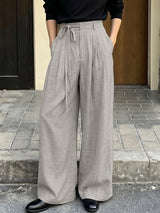 Men's Casual Daily Wear Pleated Drawstring Loose Casual Wide Leg Pant SKUL68403