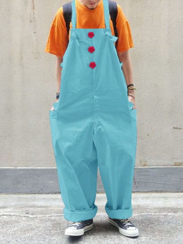 Mens 3D Floral Loose Wide-Leg Jumpsuit SKUL09339