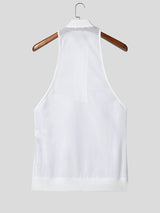 Men's Solid Color Hollow Zipper Mesh Tank SKUL57663