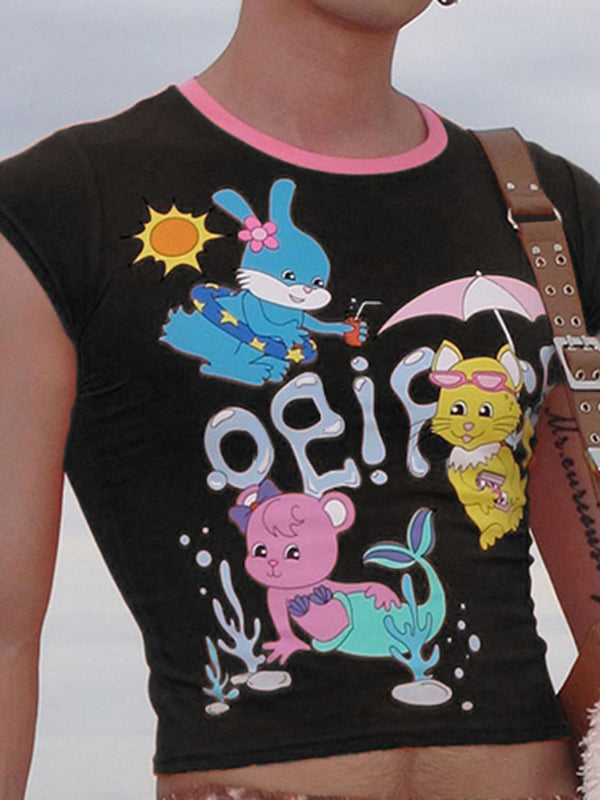 Men's Cartoon Print Cropped Slim Fit Tank SKUL20227