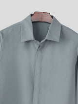 Men's Ruffle Patchwork Long Sleeve Shirt SKUL42560