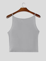 Men's Y2K Minimalist Spaghetti Strap Slim Fit Cropped Tank SKUL69706