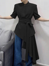 Men's Deconstructed Irregular Hem Waist Cinched Blazer SKUL41367