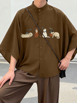 Men's Animal Embroidery Casual Shirt SKUL40213