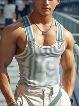Men's Stripe Contrast Casual Tank SKUL24856