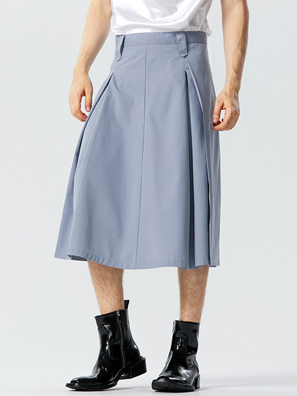 Mens Solid Pleated Zip Back Skirt SKUK15237