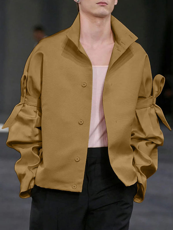 Men's Bow Patchwork Long Sleeve Shirt SKUL35119