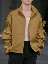 Men's Bow Patchwork Long Sleeve Shirt SKUL35119