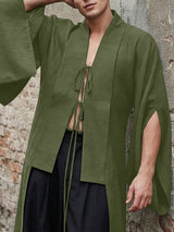 Men's Tie Sleeve Slit Long Sleeve Cardigan SKUL57270