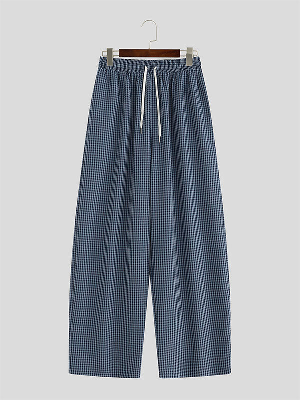 Mens Plaid Casual Loose Fit Pant SKUL17864