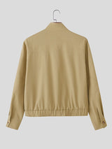 Men's Strap Patchwork Stand Collar Long Sleeve Jacket SKUL41074