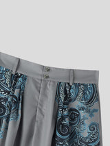 Men's High-Fashion Avant-Garde Paisley Print Wide-Leg Pant SKUL66935