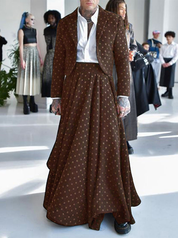 Men's Polka Dot Print Irregular Hem Two Pieces Outfit SKUL25725